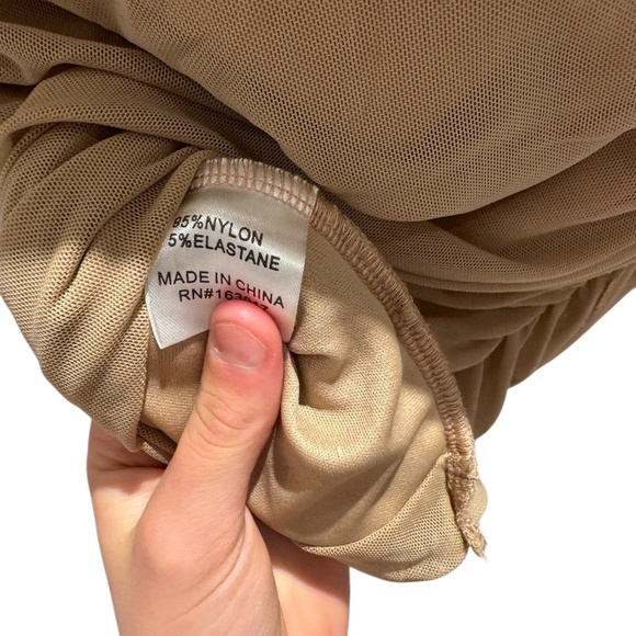 PRINCESS POLLY Charvi Mesh Mini Dress in Tan - size 6 - Picture 7 of 7